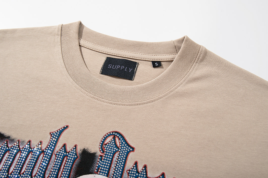 Supply Street Division Rhinestone Graphic Oversized T-Shirt