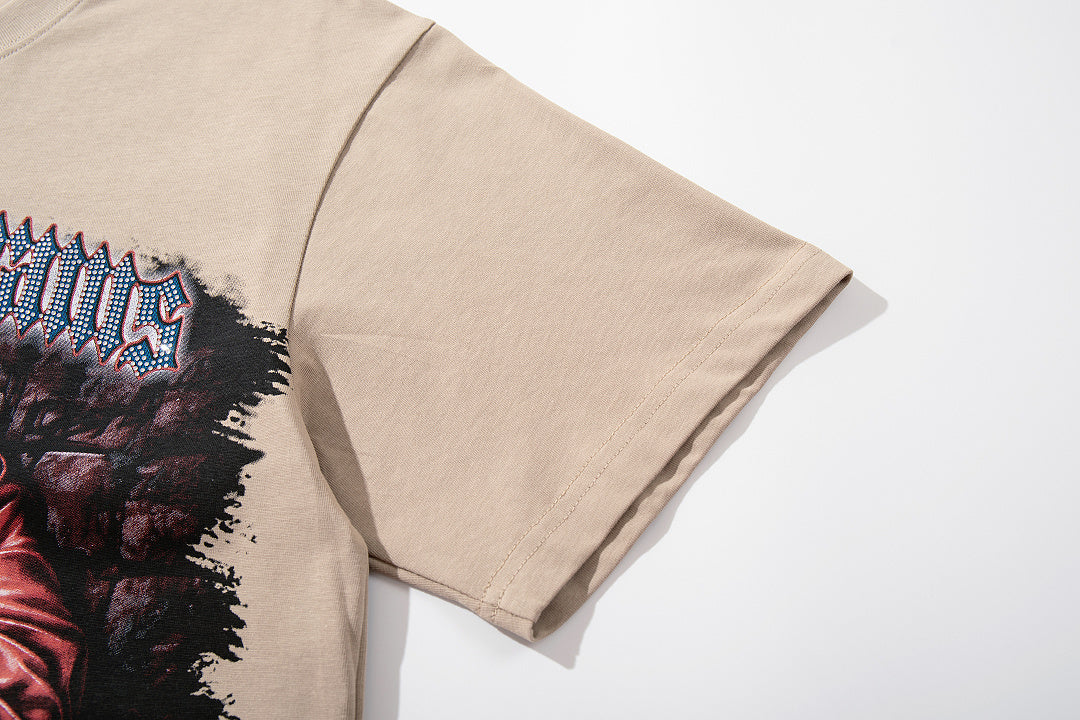 Supply Street Division Rhinestone Graphic Oversized T-Shirt
