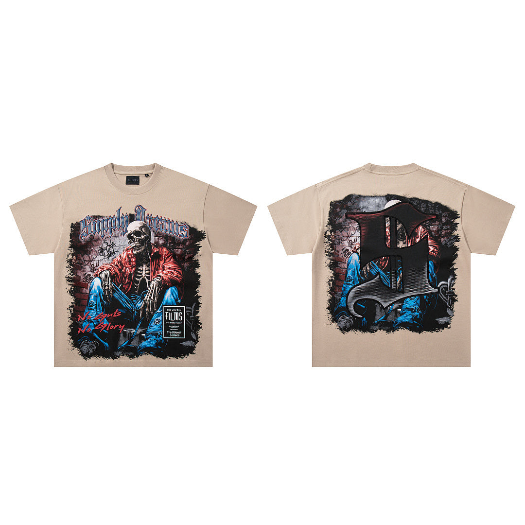 Supply Street Division Rhinestone Graphic Oversized T-Shirt
