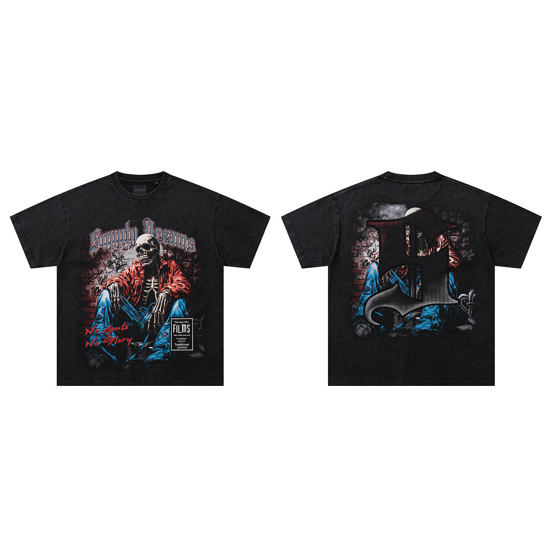Supply Street Division Rhinestone Graphic Oversized Tee