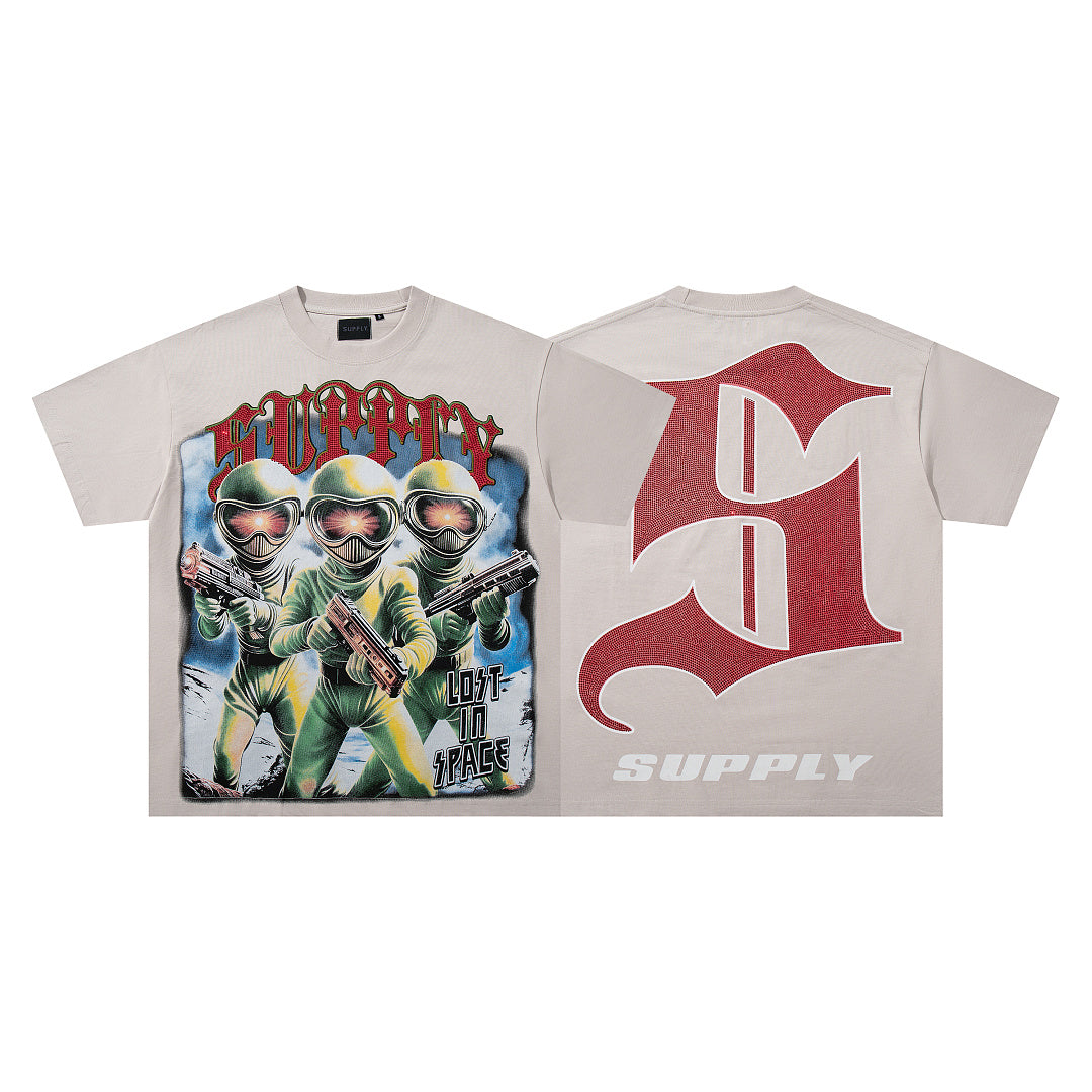 Supply Street Crest Rhinestone Graphic Oversized Tee