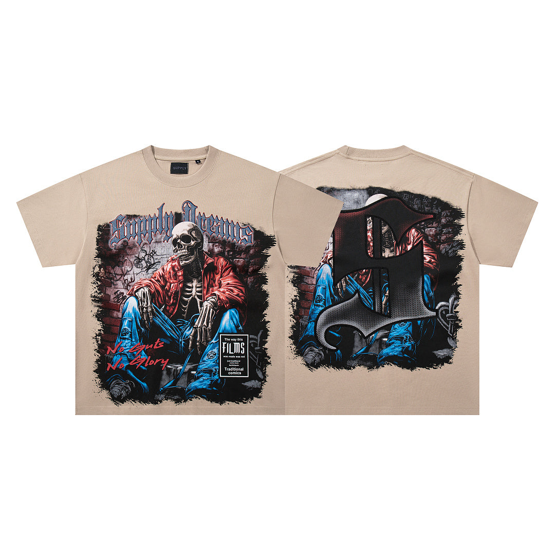 Supply Street Division Rhinestone Graphic Oversized T-Shirt