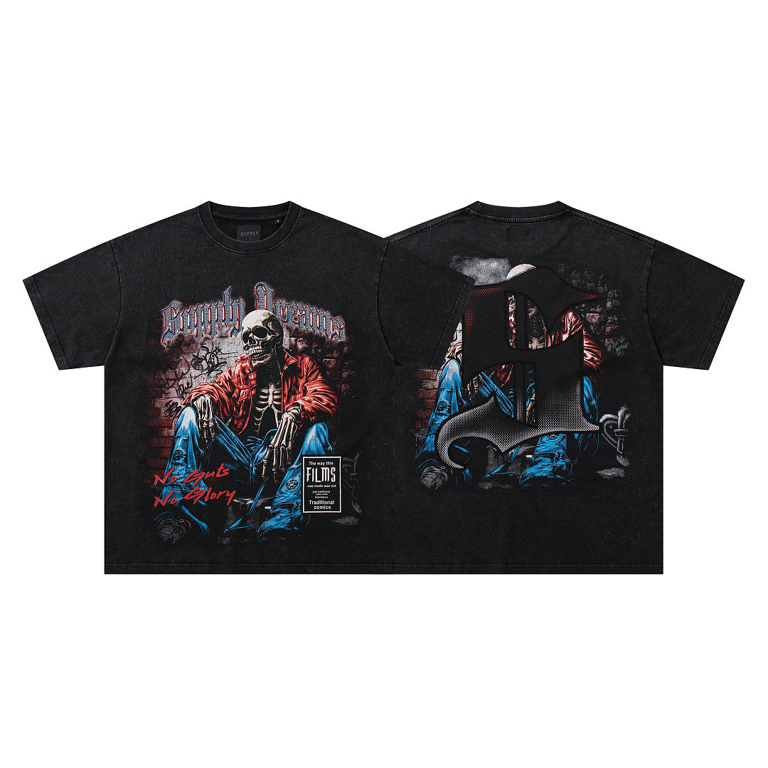 Supply Street Division Rhinestone Graphic Oversized Tee