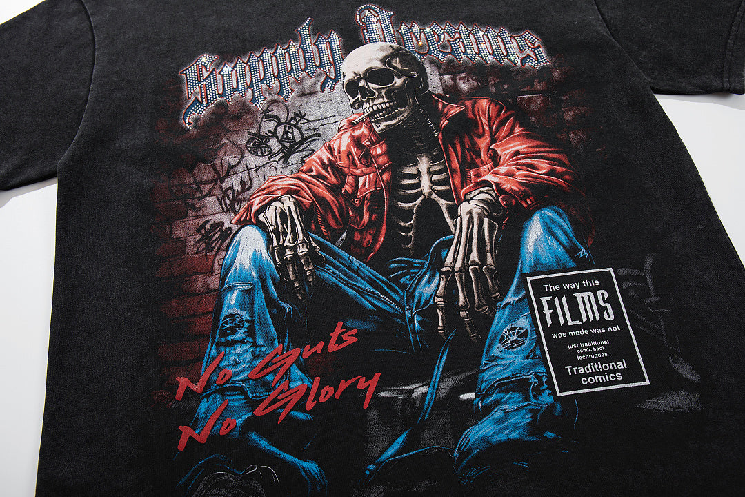 Supply Street Division Rhinestone Graphic Oversized Tee