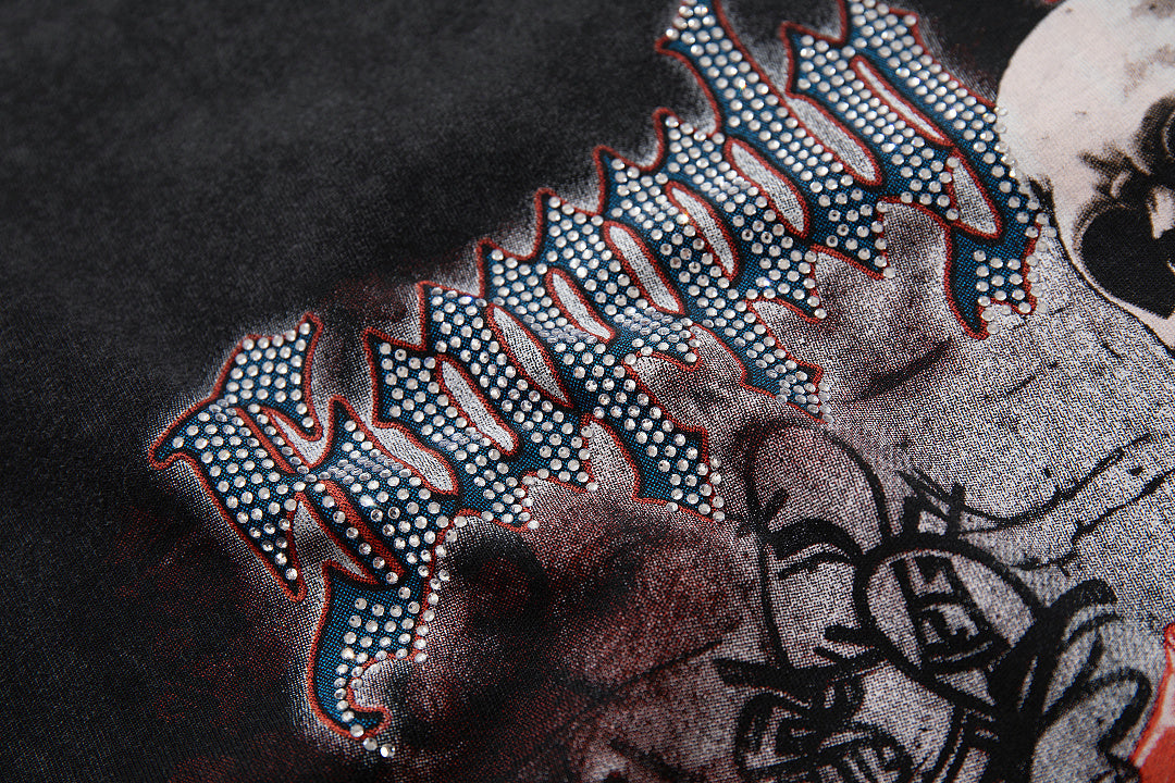 Supply Street Division Rhinestone Graphic Oversized Tee