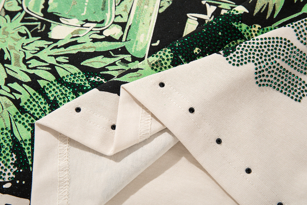 Supply Midnight Code Rhinestone Graphic Oversized Tee