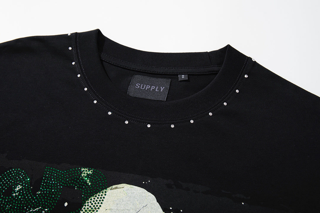 Supply Street Signal Rhinestone Graphic Oversized Tee