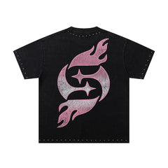 Supply City Code Rhinestone Graphic Oversized Tee