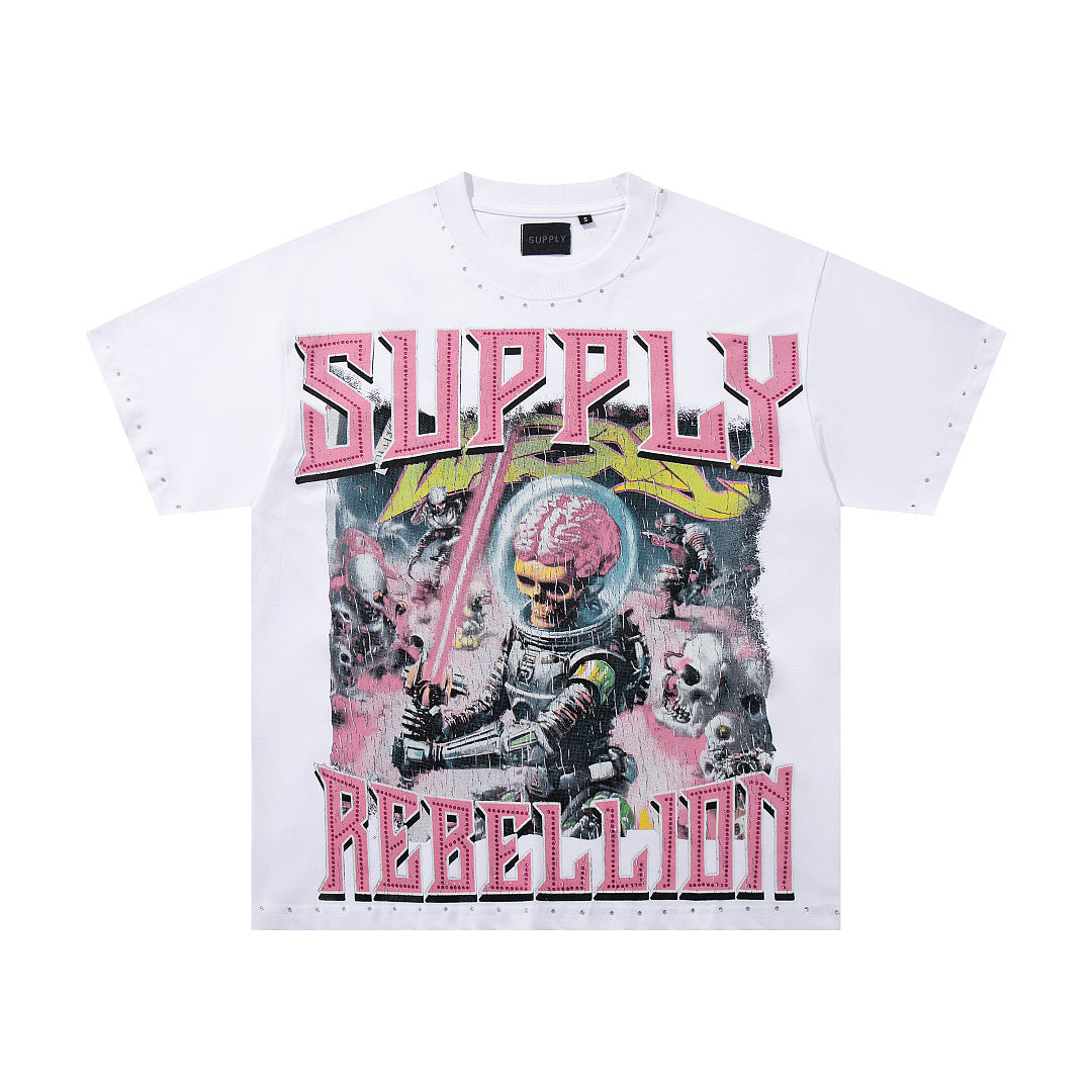 Supply Street Authority Rhinestone Graphic Oversized Tee