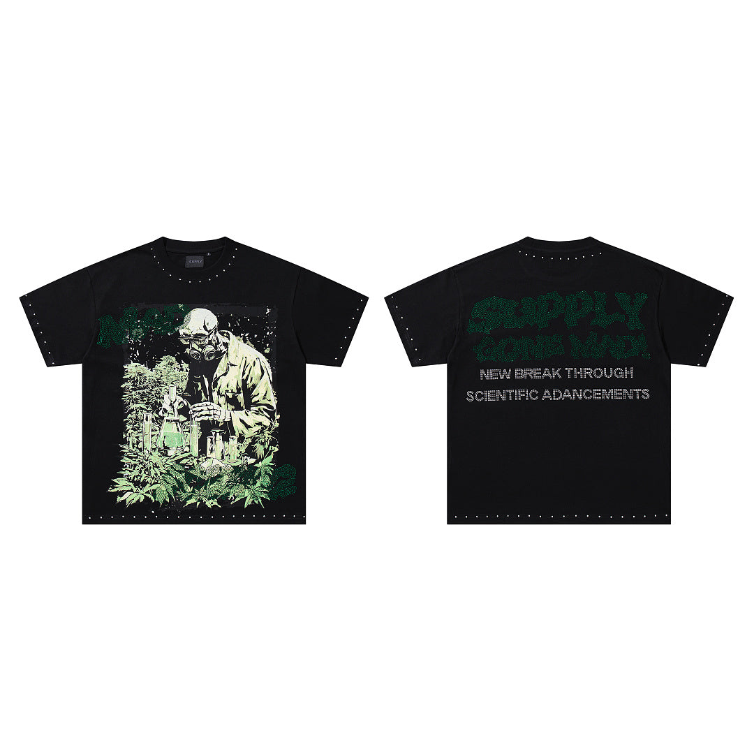 Supply Street Signal Rhinestone Graphic Oversized Tee