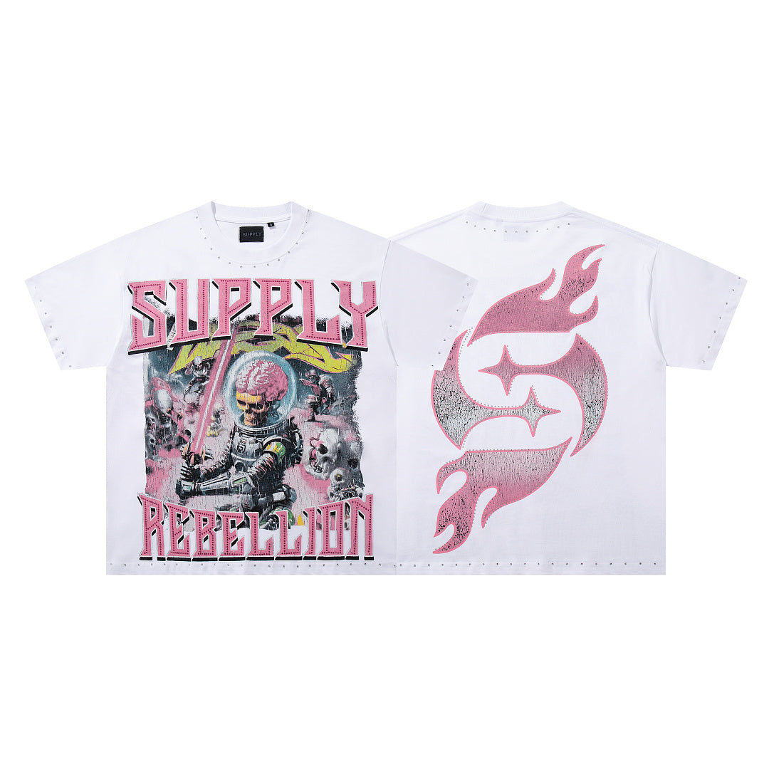 Supply Street Authority Rhinestone Graphic Oversized Tee