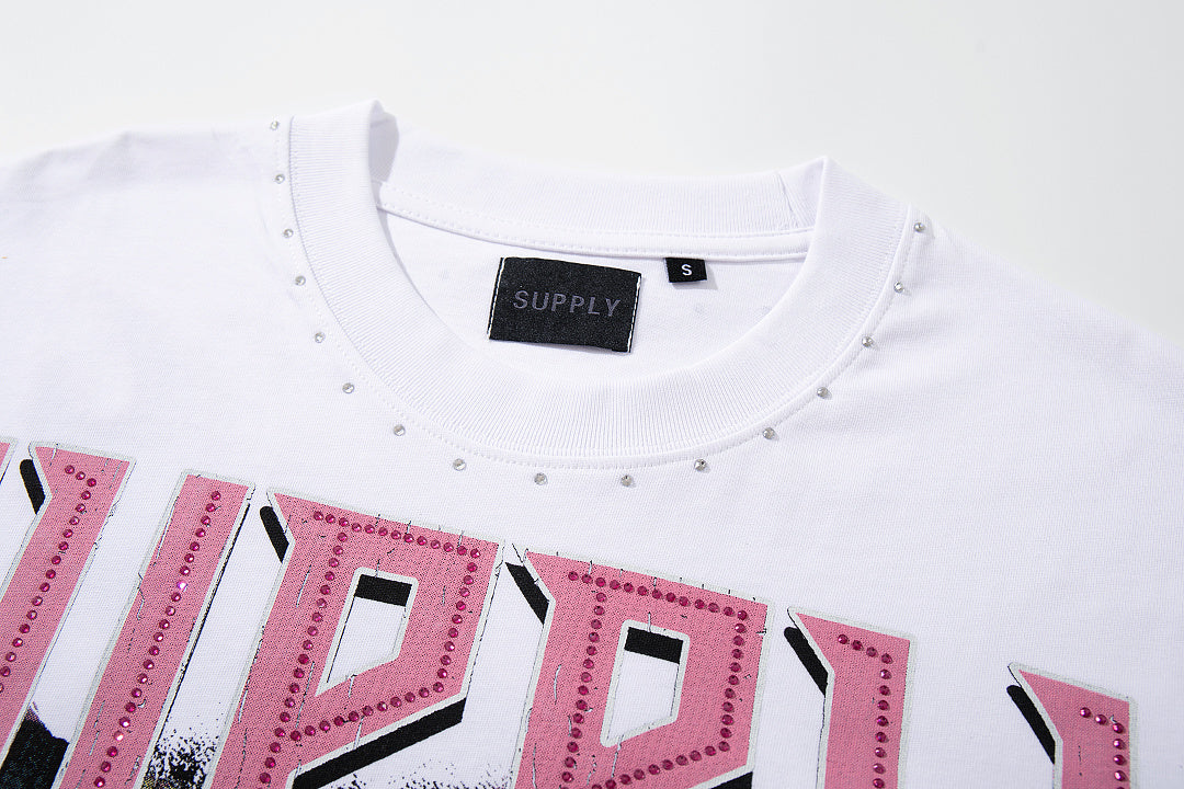 Supply Street Authority Rhinestone Graphic Oversized Tee