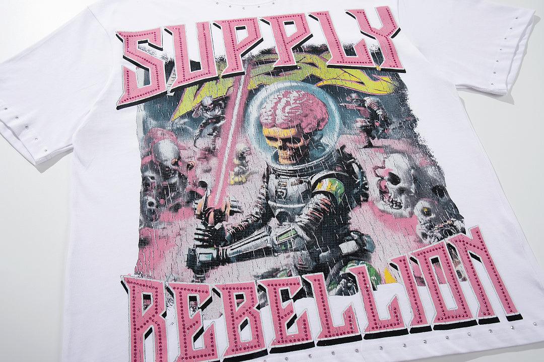 Supply Street Authority Rhinestone Graphic Oversized Tee