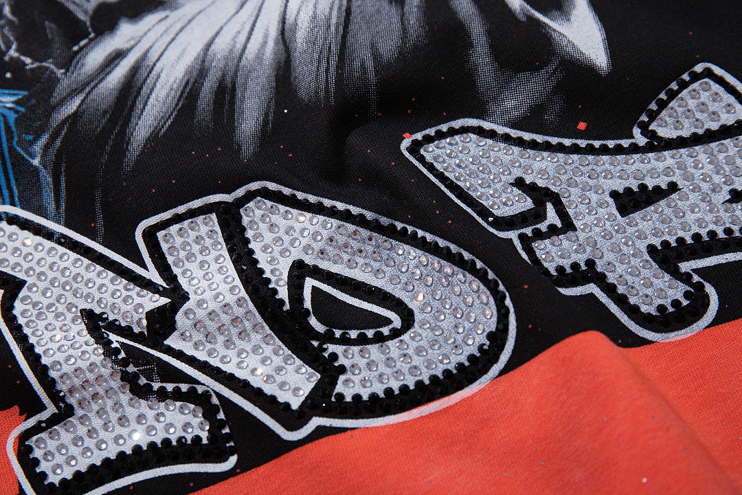 BKYS Midnight Portrait Rhinestone Vintage Street Graphic T-Shirt