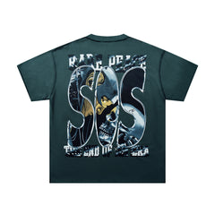 Rare Peace Vintage Rhinestone Graphic Oversized Street T-Shirt