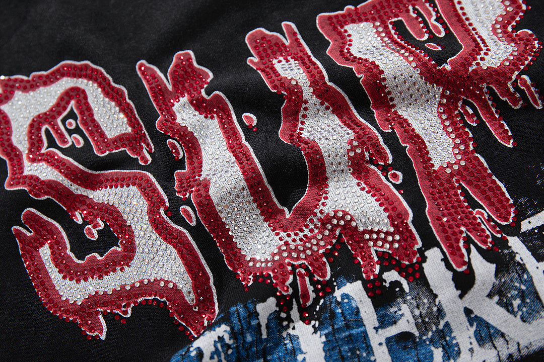 Supply Avenue Luxe Rhinestone Oversized Graphic Tee