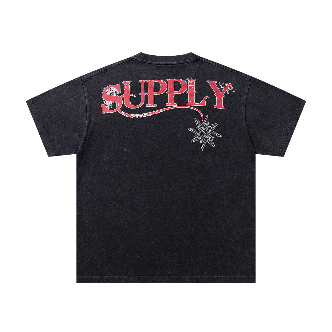 Supply Rebel Rhinestone Graphic Oversized Street Tee