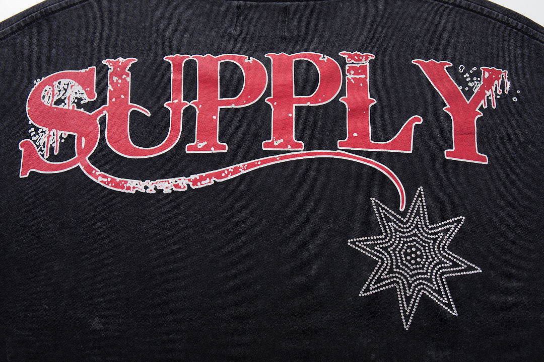 Supply Rebel Rhinestone Graphic Oversized Street Tee