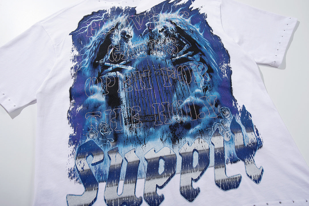 Supply Afterdark Rhinestone Graphic Oversized Tee