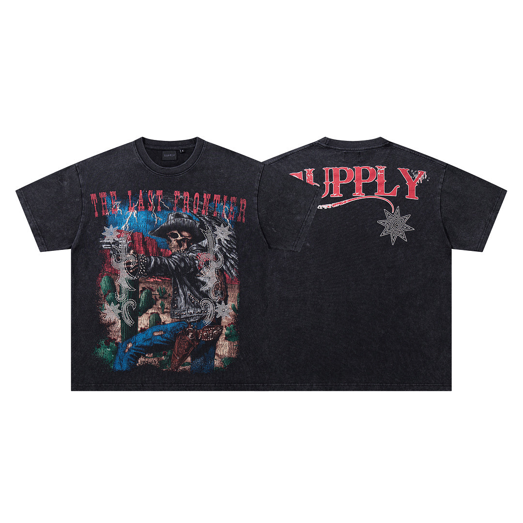 Supply Rebel Rhinestone Graphic Oversized Street Tee