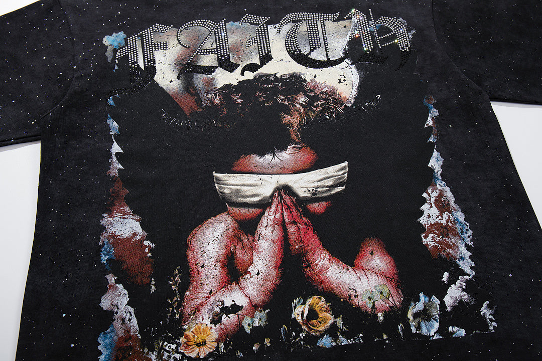 BKYS Faded City Portrait Crystal Graphic Relaxed Fit Tee