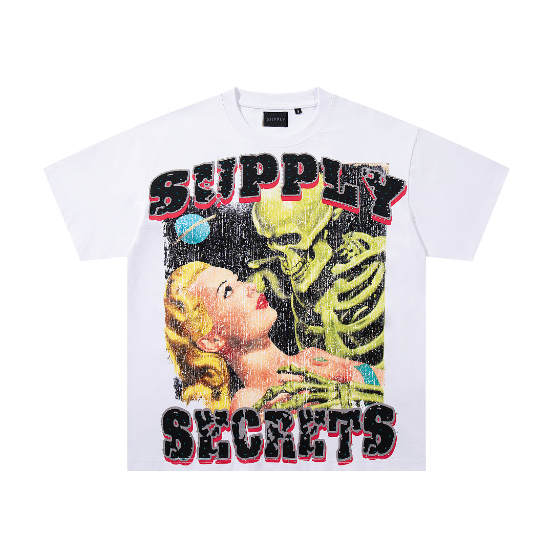 Supply Street Ritual Rhinestone Graphic Oversized Tee