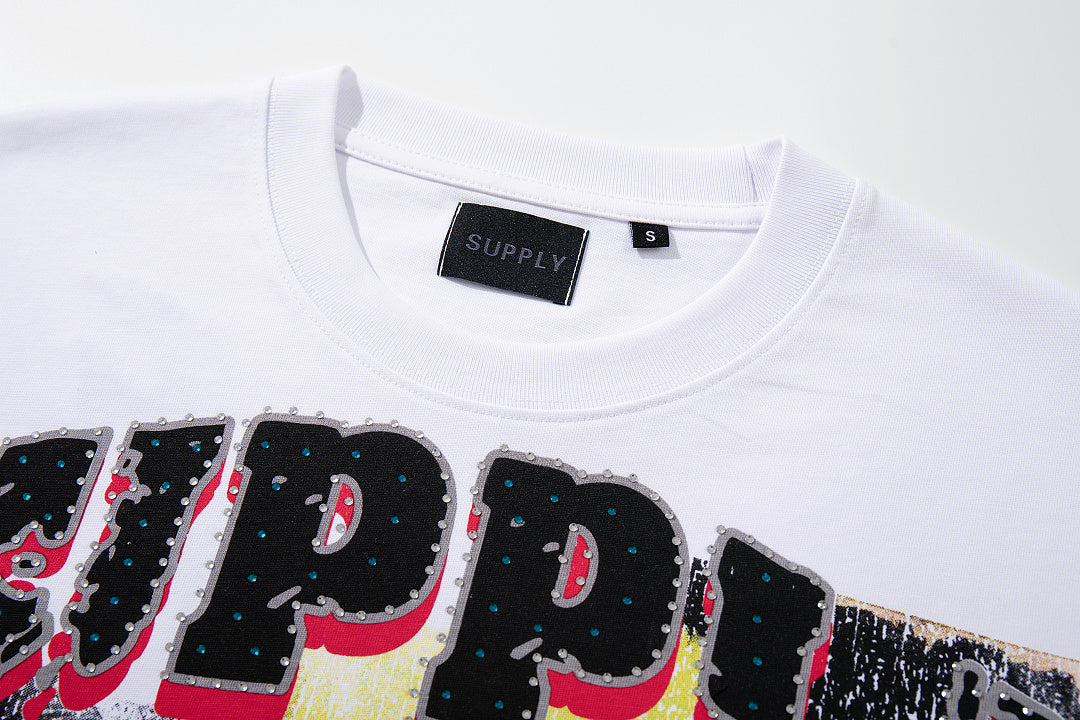 Supply Street Ritual Rhinestone Graphic Oversized Tee