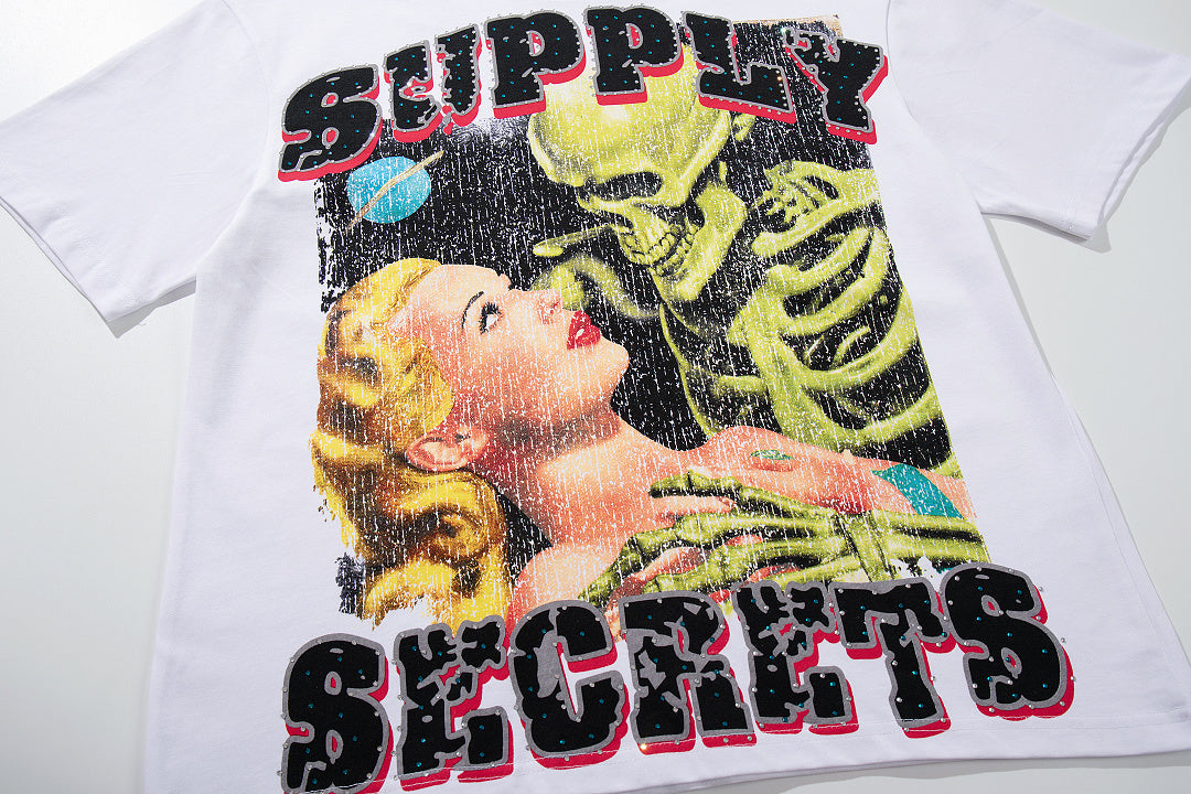 Supply Street Ritual Rhinestone Graphic Oversized Tee