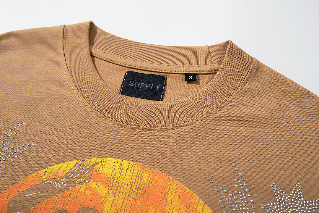 Supply Urban Code Rhinestone Graphic Oversized T-Shirt