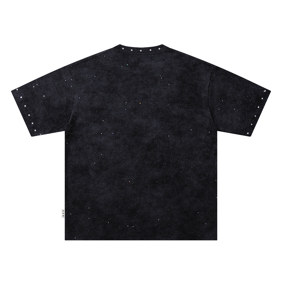 BKYS Distressed Portrait Studded Streetwear Oversized Graphic Tee