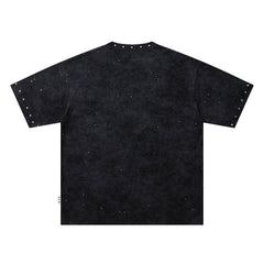 BKYS Distressed Portrait Studded Streetwear Oversized Graphic Tee