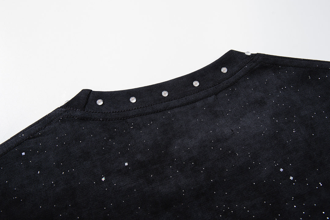 BKYS Distressed Portrait Studded Streetwear Oversized Graphic Tee