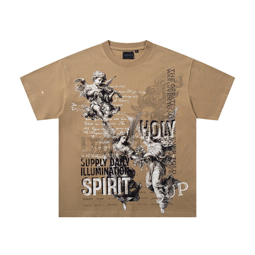 Supply Chapter Rhinestone Graphic Oversized Street Tee