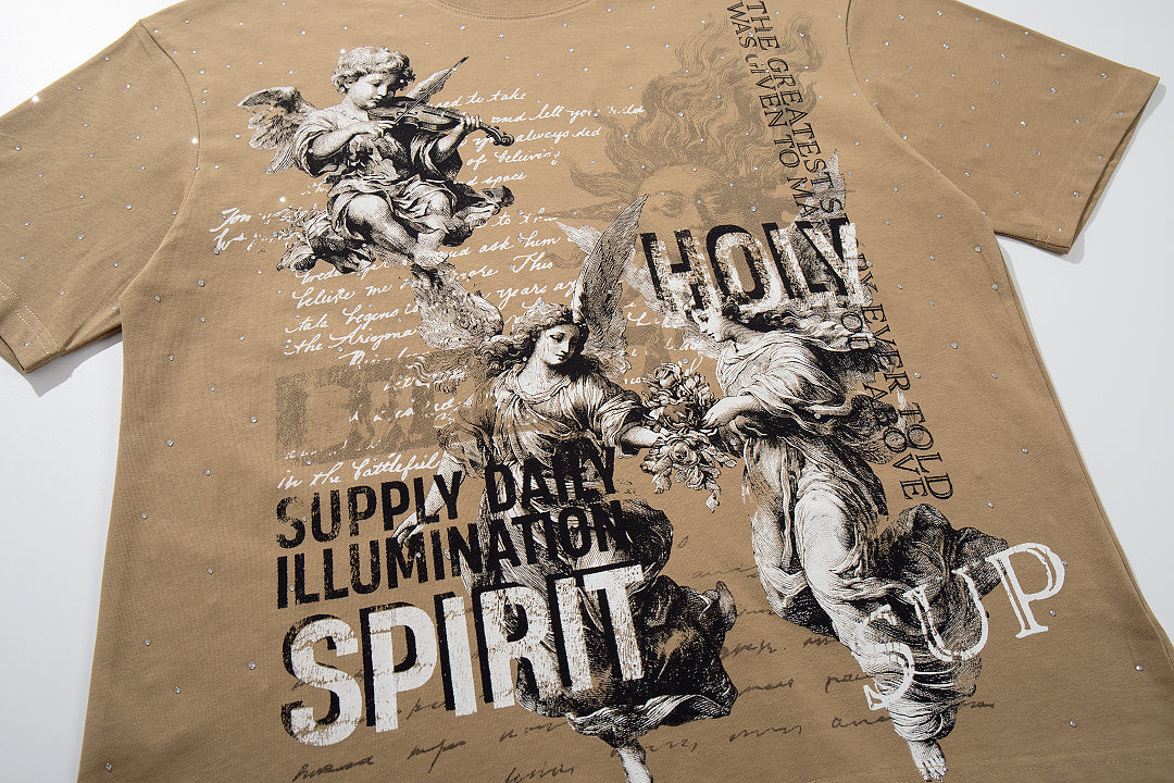 Supply Chapter Rhinestone Graphic Oversized Street Tee