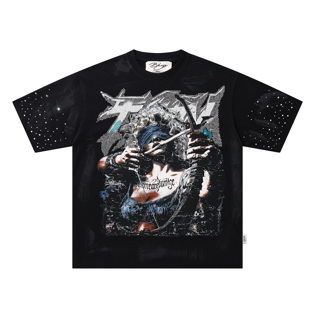 BKYS Retro Portrait Crystal Accent Streetwear Graphic Tee