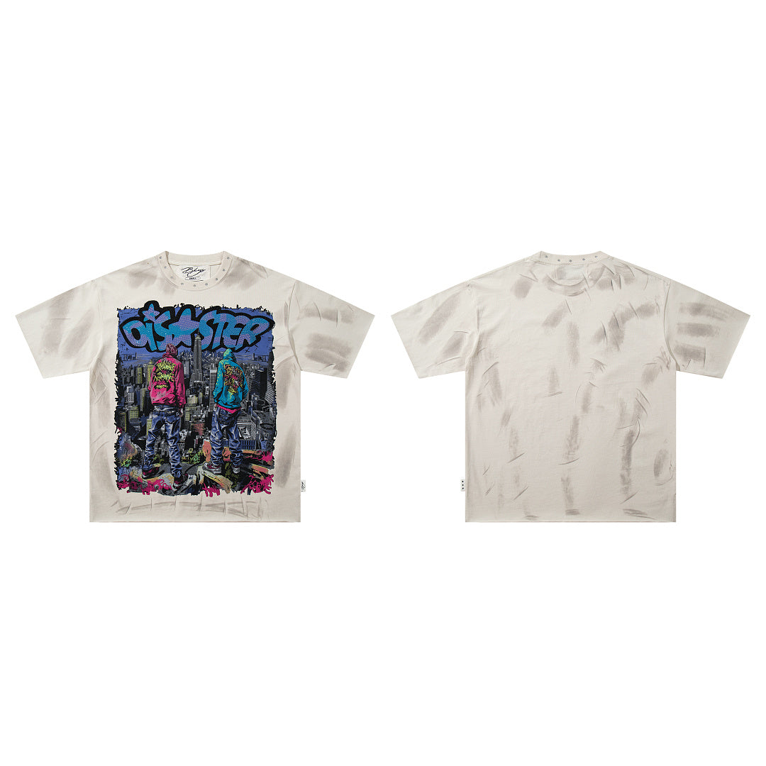 BKYS Crystal Portrait Vintage Fade Street Style Graphic T-Shirt