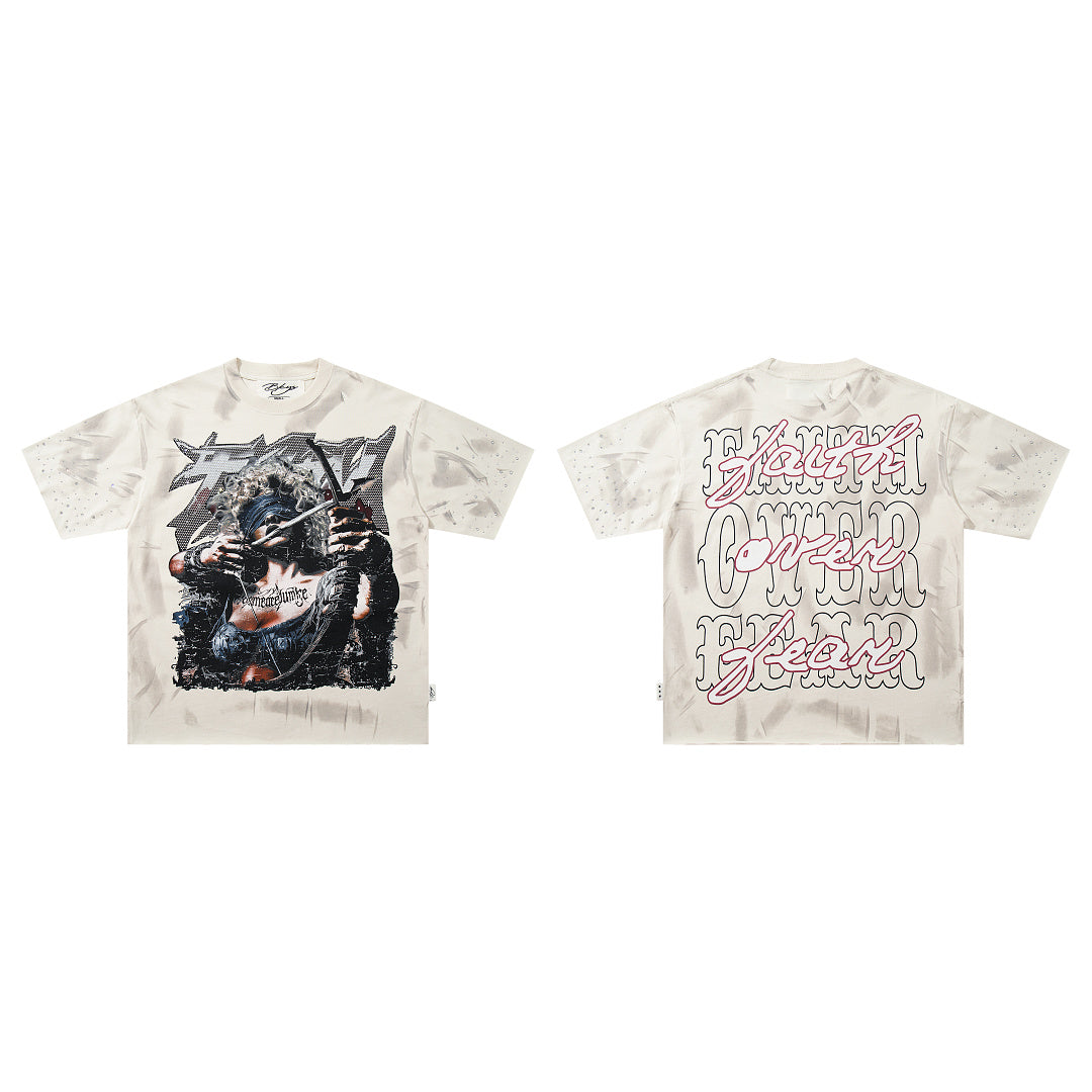 BKYS Urban Vintage Portrait Rhinestone Statement Graphic Tee