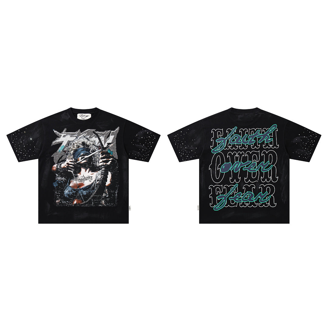 BKYS Retro Portrait Crystal Accent Streetwear Graphic Tee