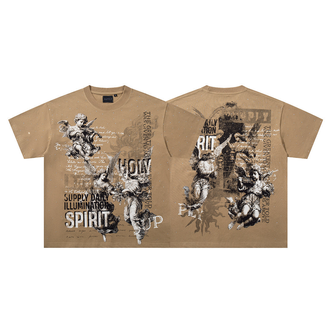 Supply Chapter Rhinestone Graphic Oversized Street Tee