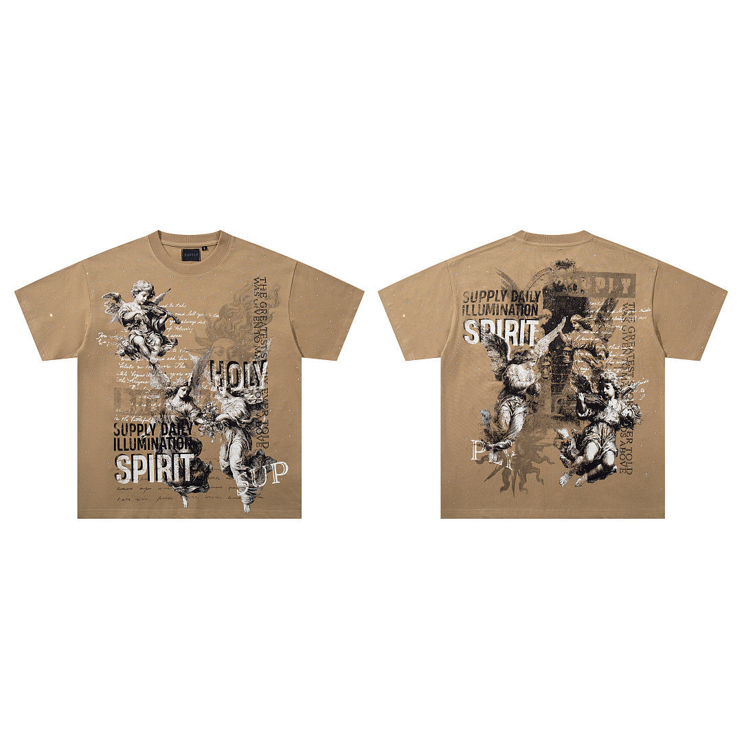 Supply Chapter Rhinestone Graphic Oversized Street Tee