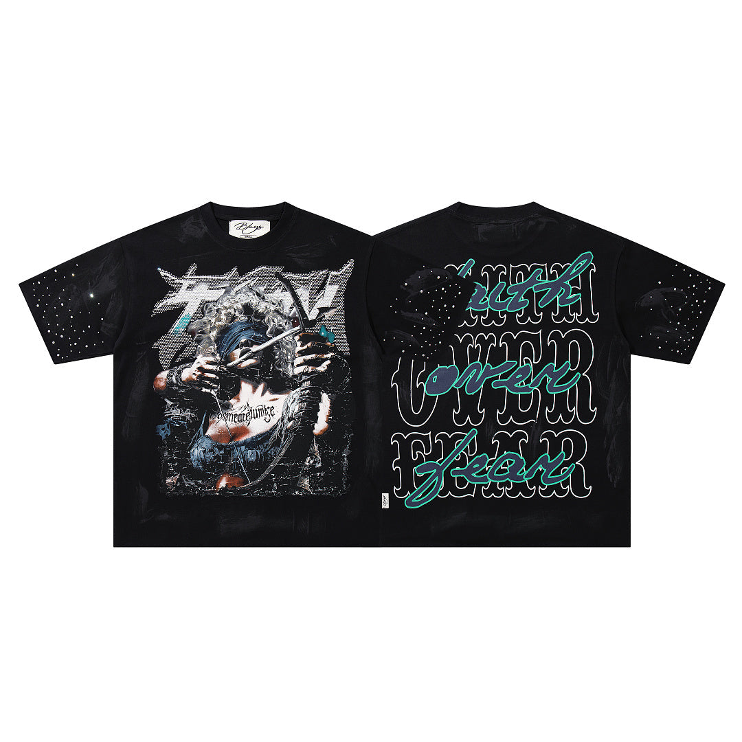 BKYS Retro Portrait Crystal Accent Streetwear Graphic Tee