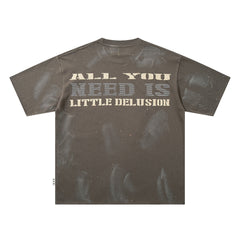 BKYS Washed Portrait Rhinestone Graphic Boxy Streetwear Tee