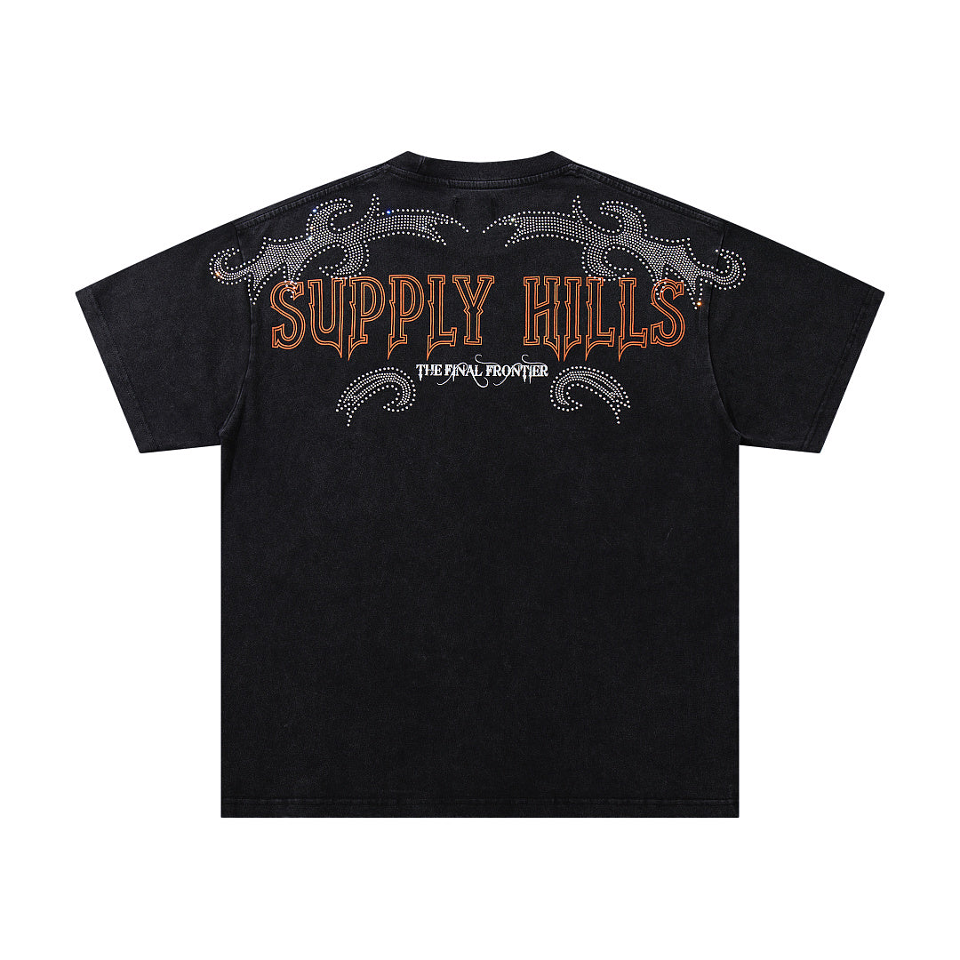 Supply Avenue Rhinestone Graphic Oversized Tee