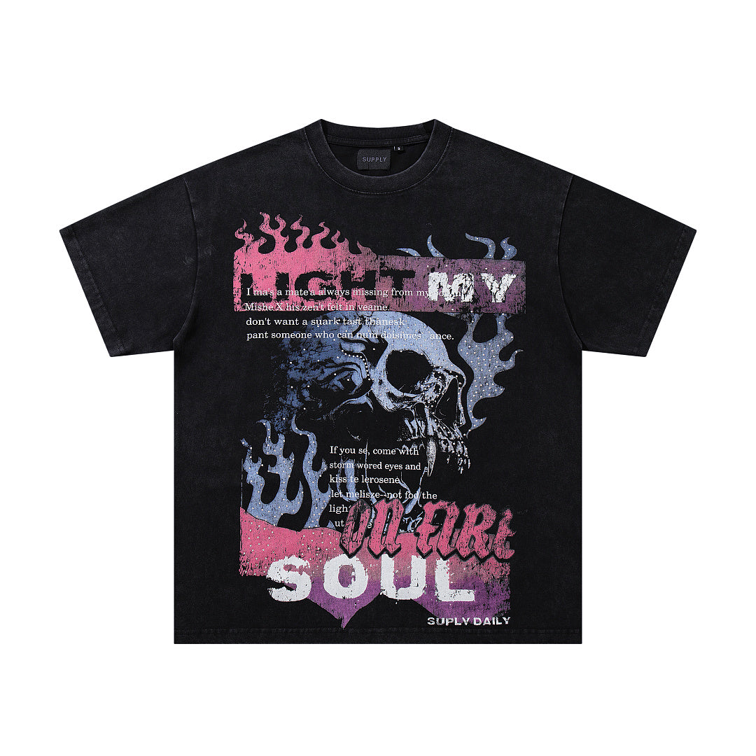 Supply District Rhinestone Graphic Oversized Streetwear Tee