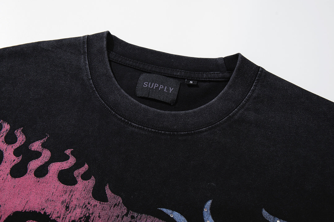 Supply District Rhinestone Graphic Oversized Streetwear Tee