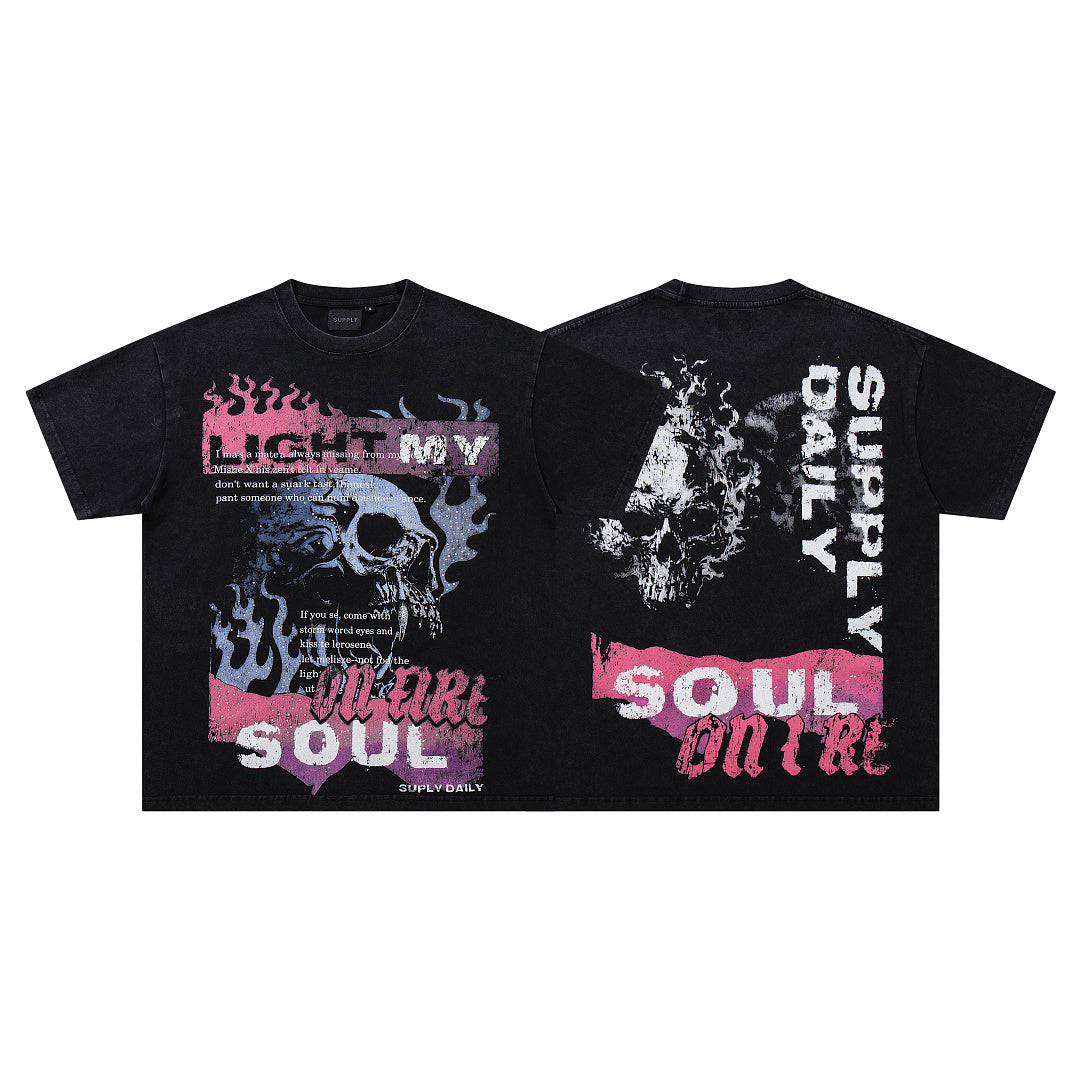Supply District Rhinestone Graphic Oversized Streetwear Tee