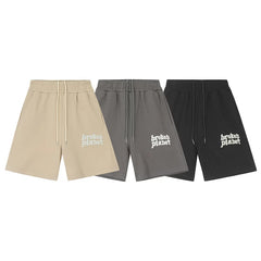 Broken planet trendy letter foam printed drawstring five quarter shorts