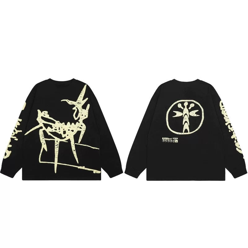 TRAVIS SCOTT Urban Graffiti Illustration Long Sleeve Tee