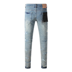 Purple Jeans Light Blue Distressed Jeans 9072 with Trendy Ripped Details