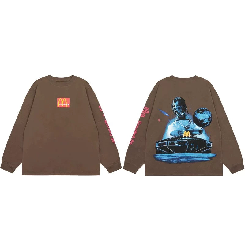 TRAVIS SCOTT Street Graffiti Graphic Casual Long Sleeve Tee